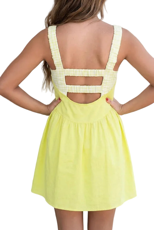 FAUX 2 PC MINI DRESS - MOONLIGHT YELLOW