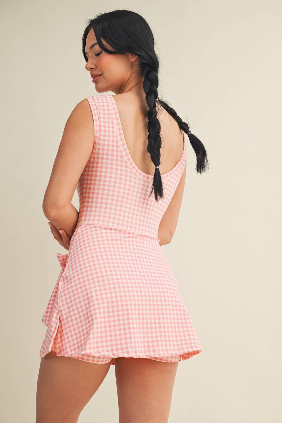 GINGHAM WRAP DRESS - BLACK