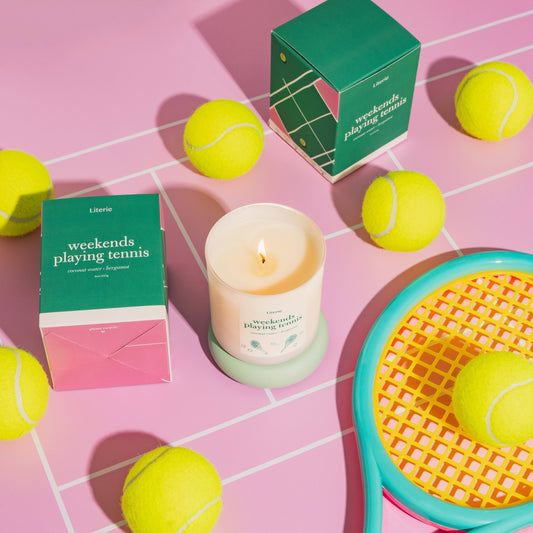 WEEKENDS PLAYING TENNIS CANDLE