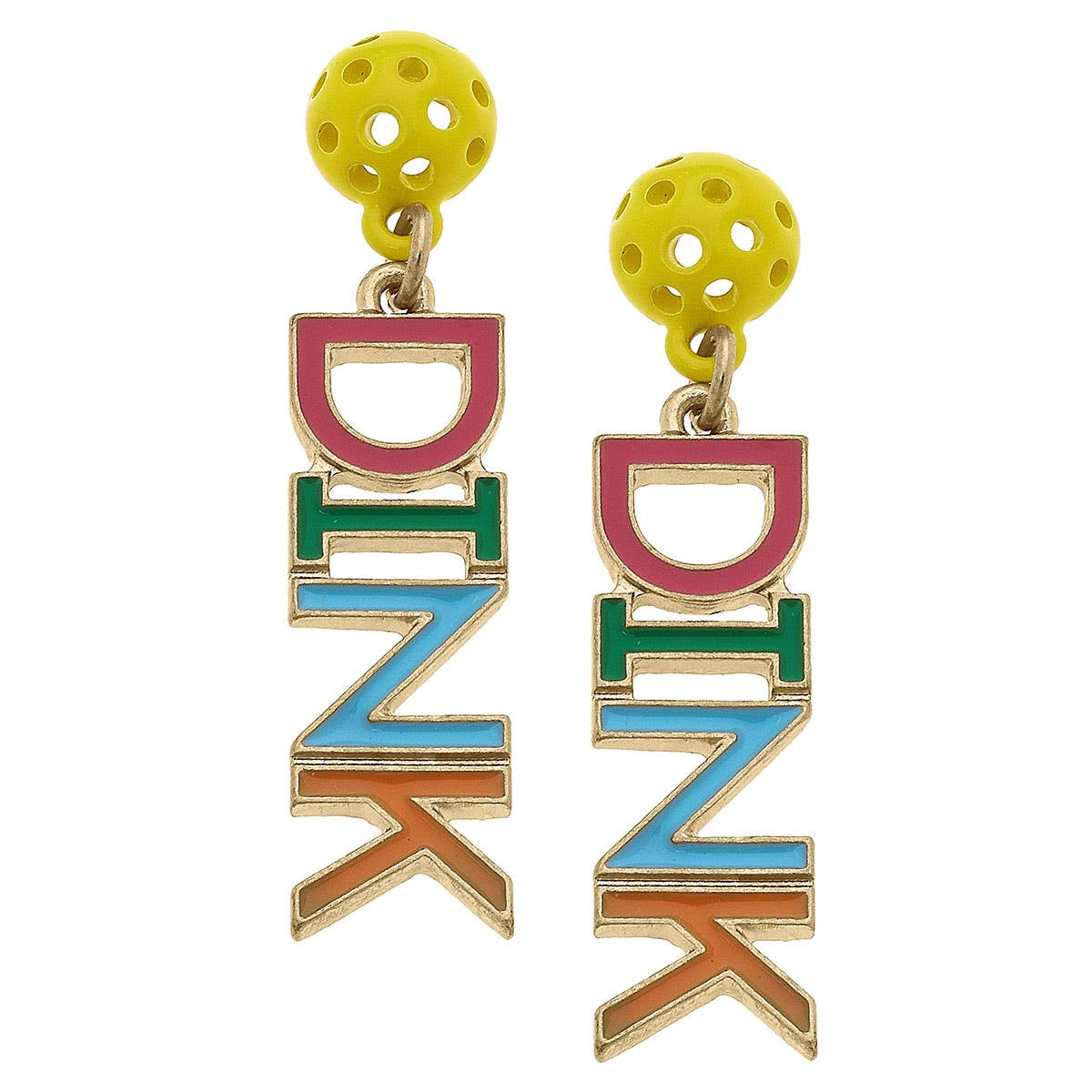 Ellie Pickleball Enamel Dink Earrings in Multi