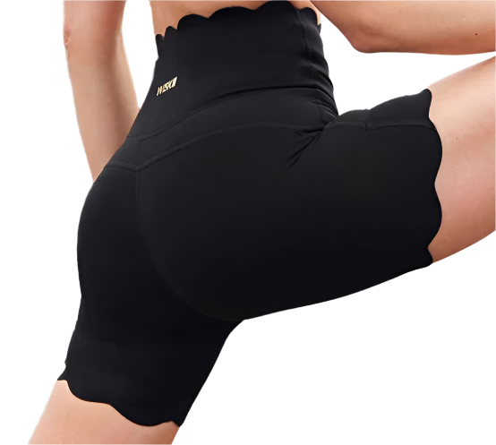 SCALLOP BIKER SHORT - BLACK