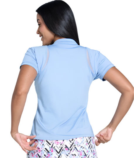 BIRDIE MOCK ZIP SHORT SLEEVE - POWDER