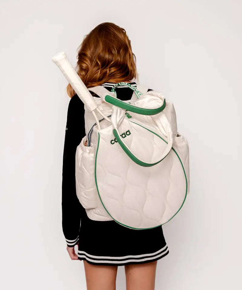 TENNIS QUILTED TOTE BACKPACK - WHITE