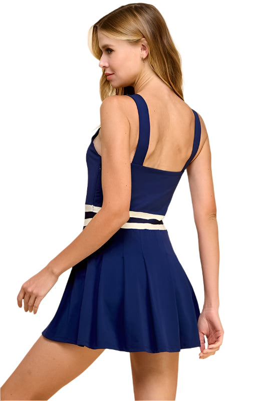 MID STRIPE DRESS - NAVY