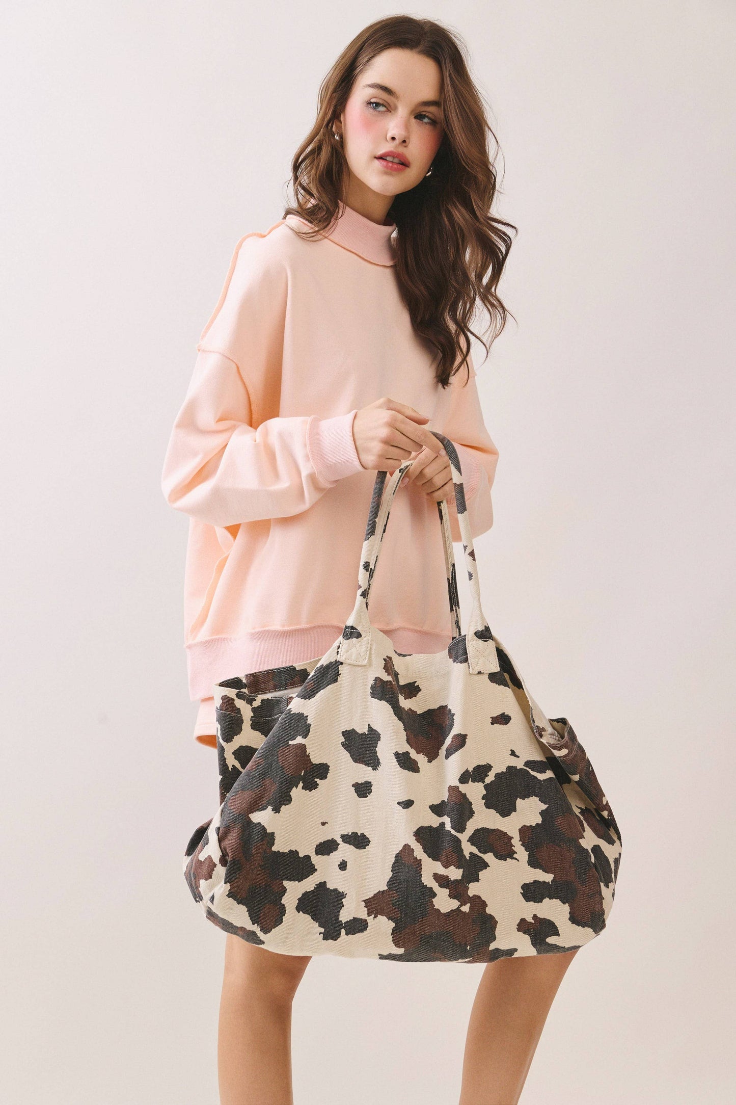 CANVAS TOTE - COW PRINT