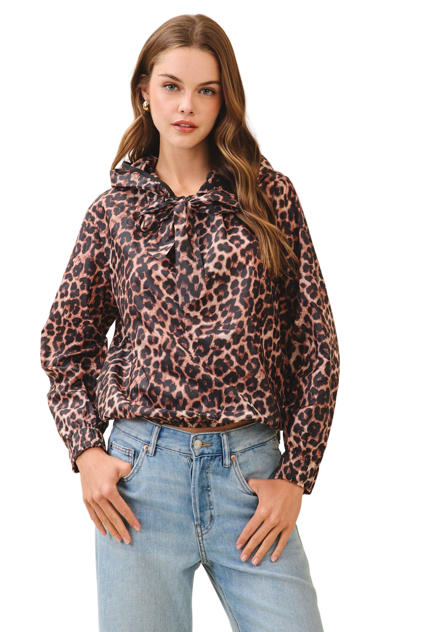 RIBBON HOODIE - LEOPARD