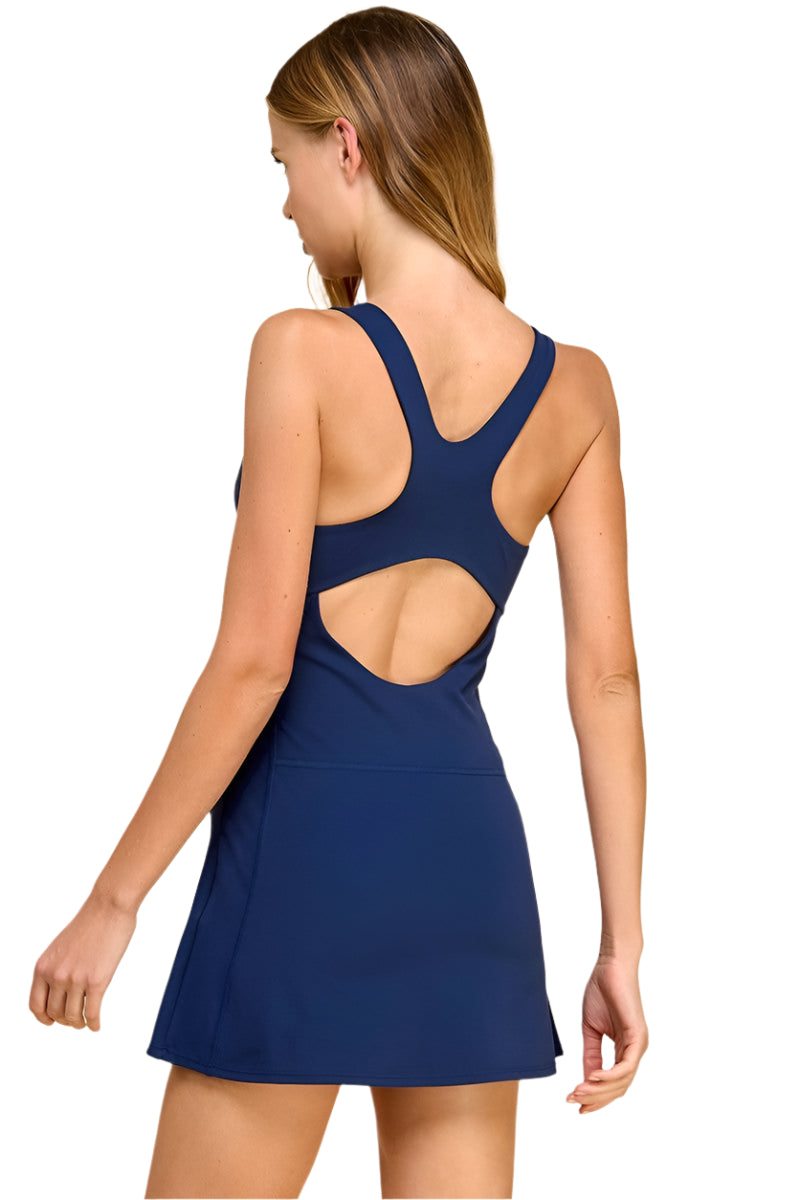 navy blue athletic dress Women Seamless Tank Pleated Golf Dress and casual afternoons Athletic Dress - Navy with