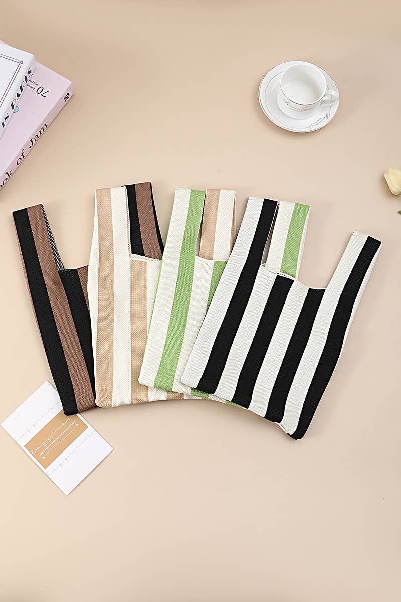 STRIPED KNIT HANDBAG