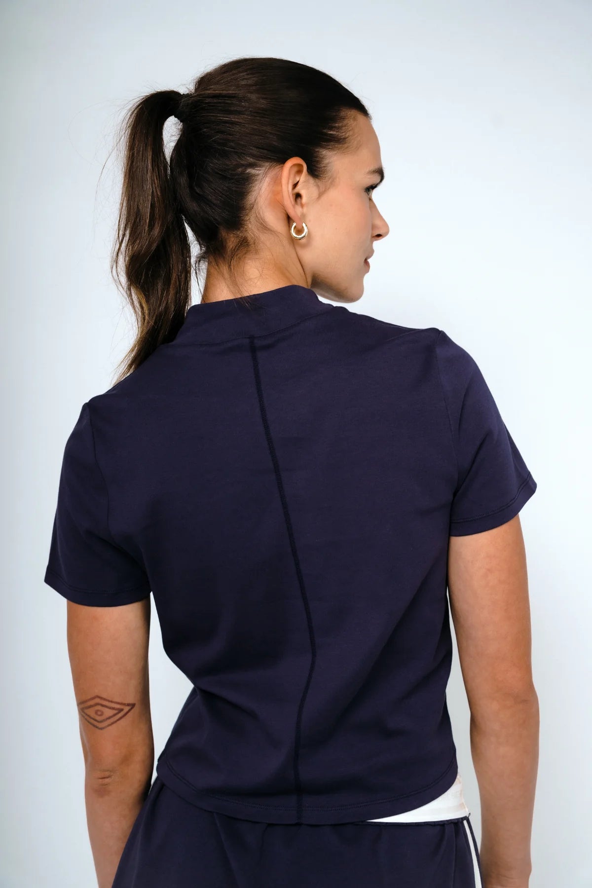 MOCK NECK TEE - NAVY