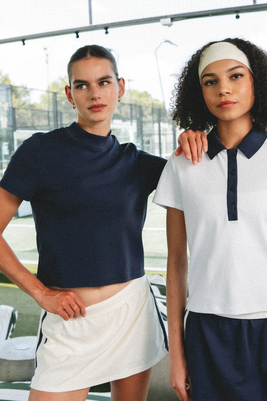 MOCK NECK TEE - NAVY