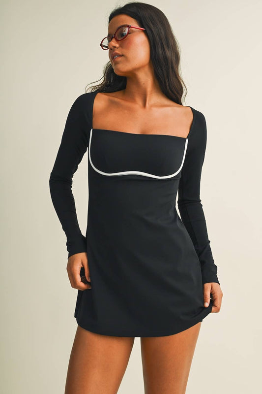 LS SWEETHEART DRESS - BLACK