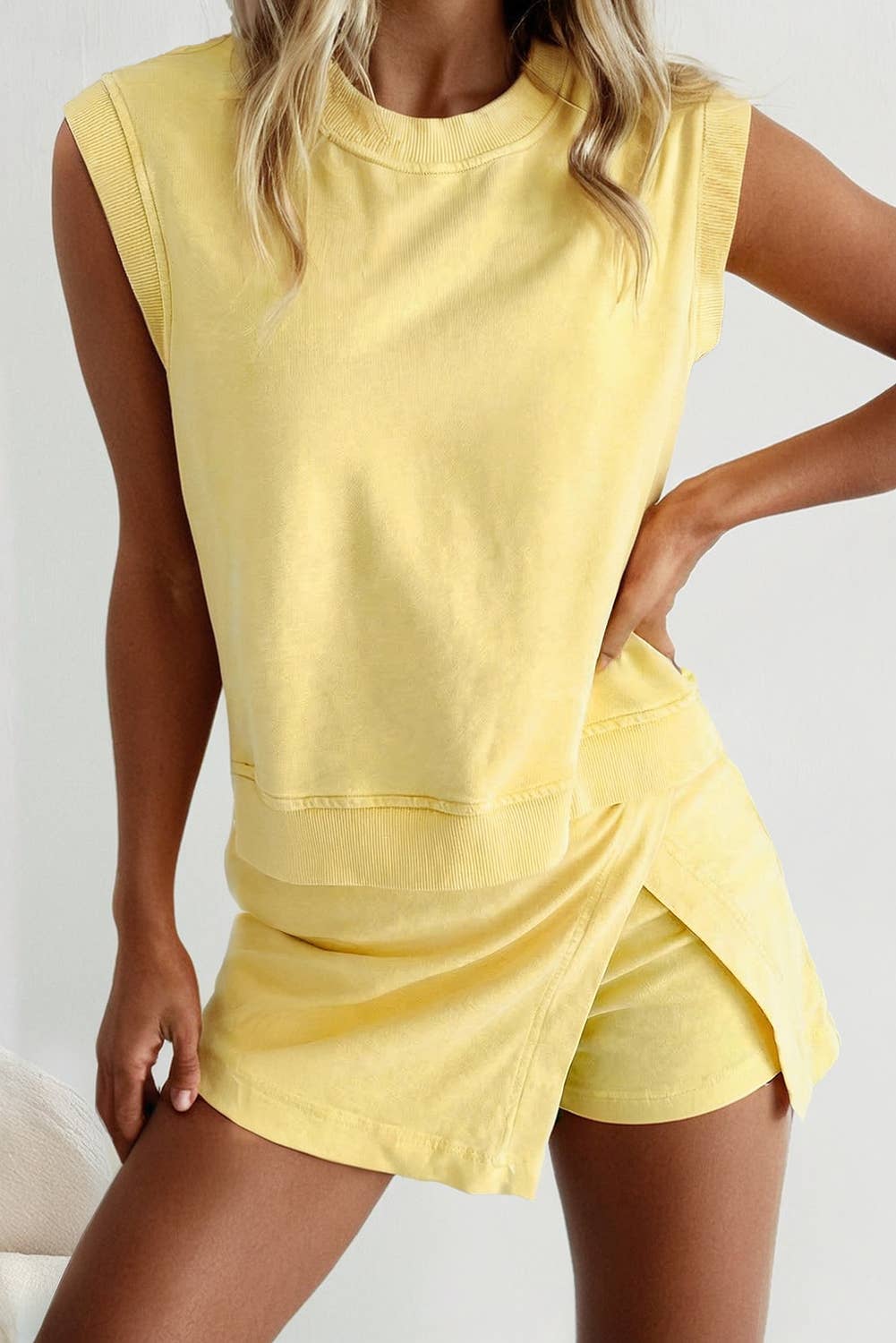 SPLIT SKIRT SET - MINERAL YELLOW