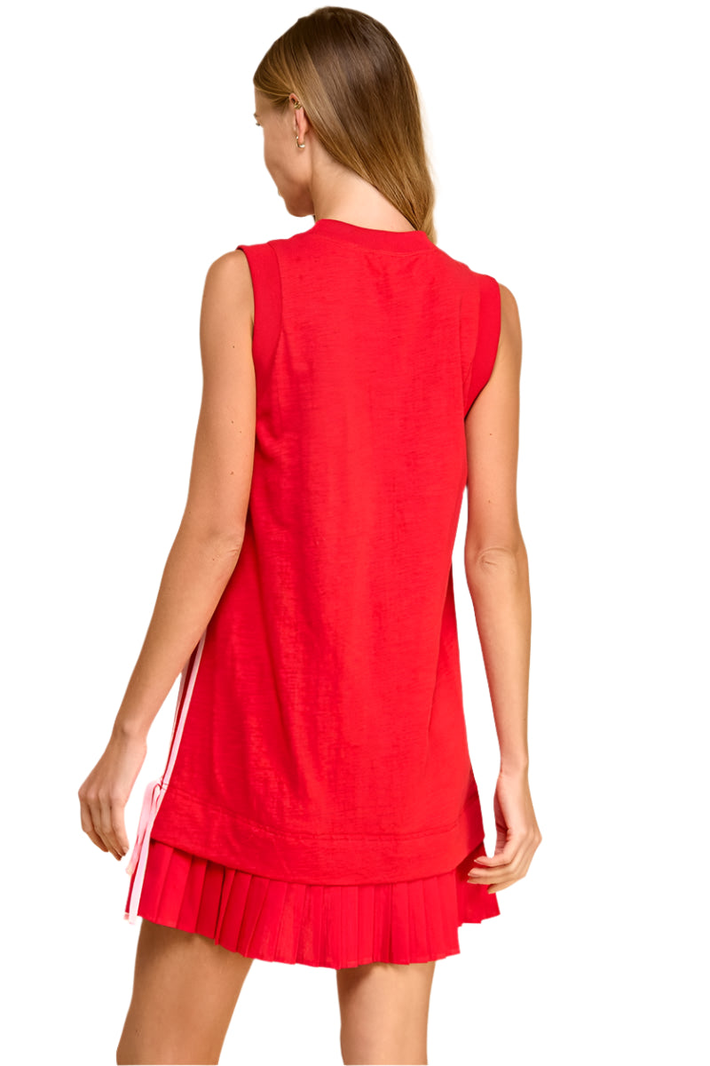 SIDE STRIPE DRESS - RED