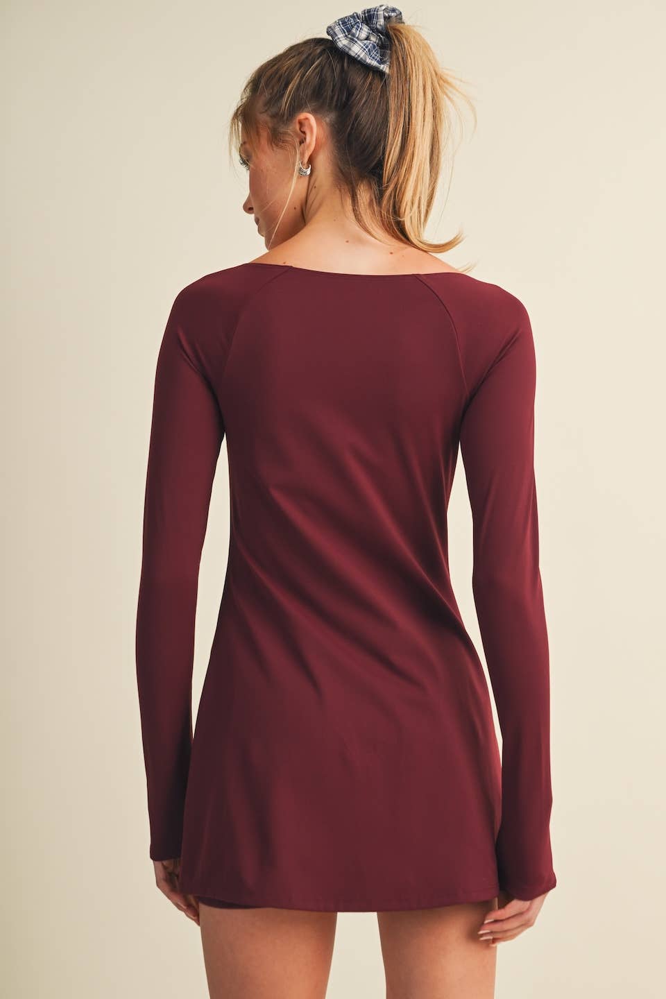 LS SWEETHEART DRESS - BURGUNDY