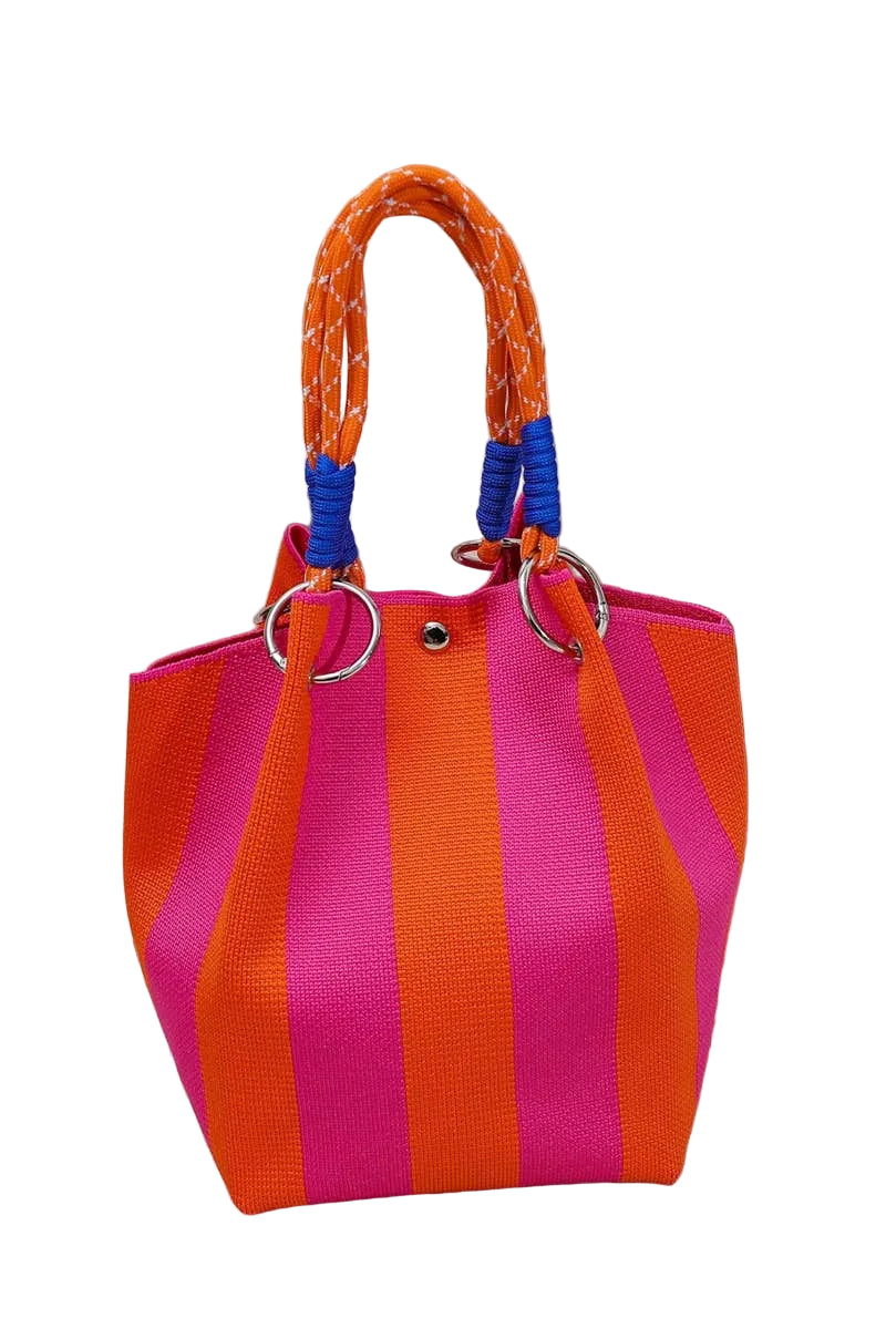 STRIPED MINI TOTE - ORANGE