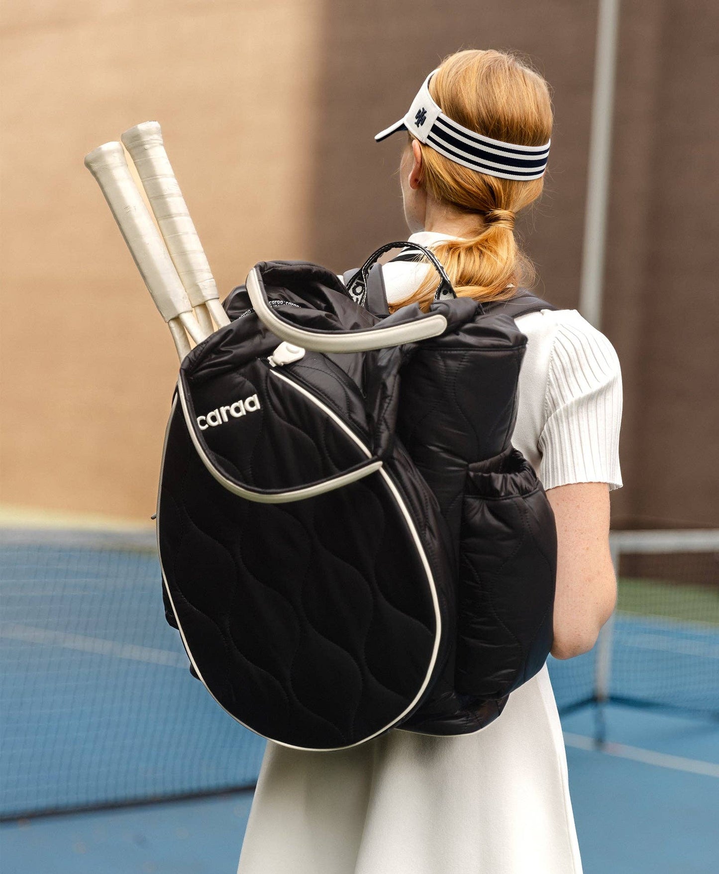 TENNIS QUILTED TOTE BACKPACK - BLACK