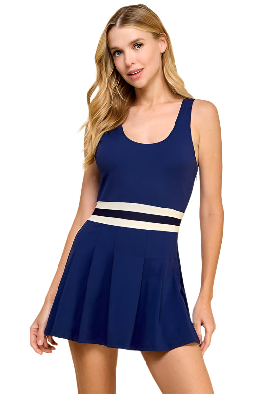 MID STRIPE DRESS - NAVY