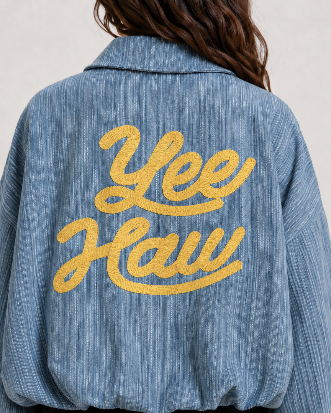 YEEHAW Striped Denim Jacket