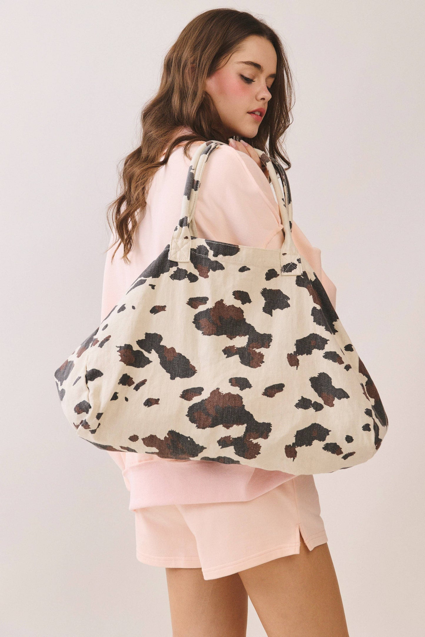 CANVAS TOTE - COW PRINT