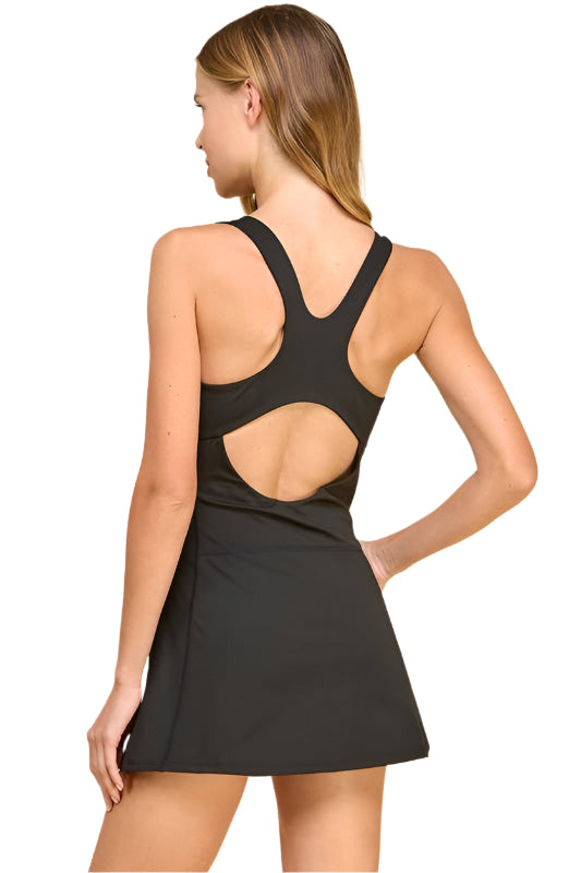 BACK DETAIL ATHLETIC DRESS - CHOCOLATE