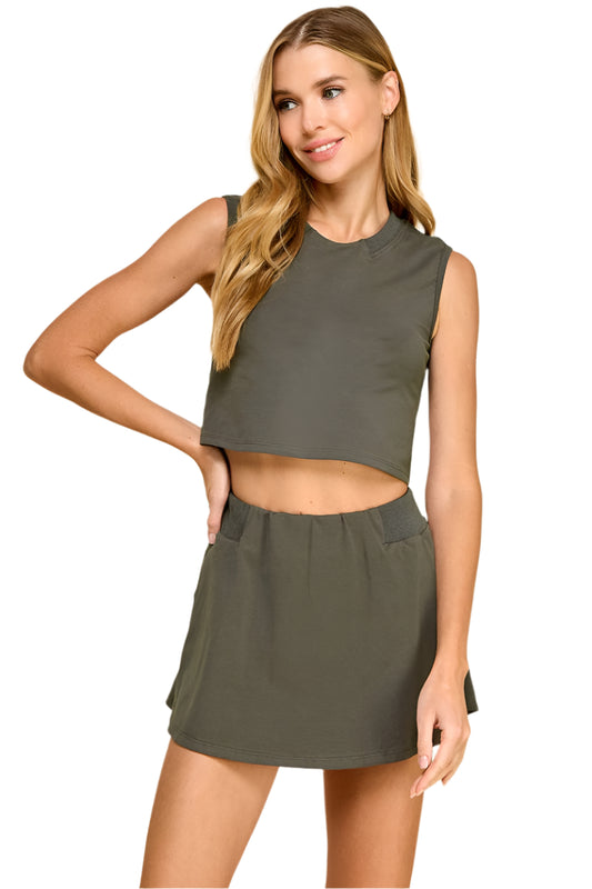 OLIVE CROP TANK - OLIVE