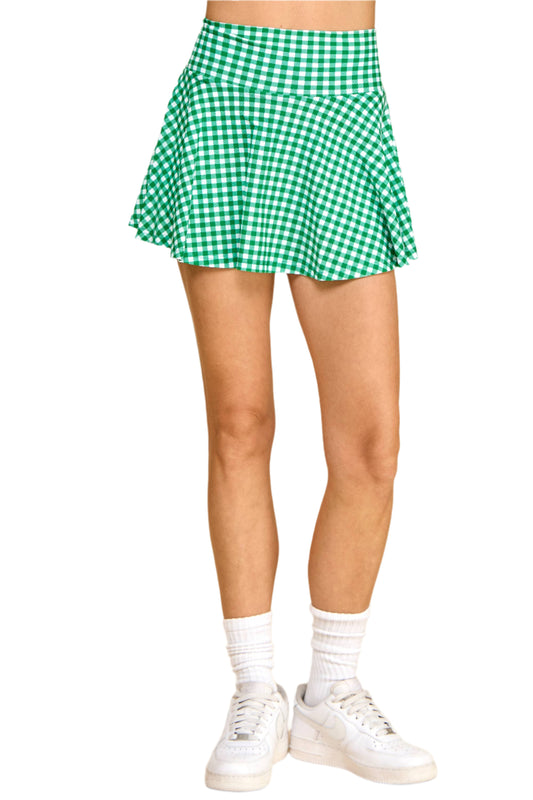 GINGHAM SKIRT - GREEN