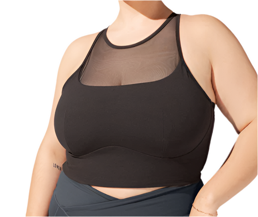 CELESTE MESH CROP BRALETTE BLACK