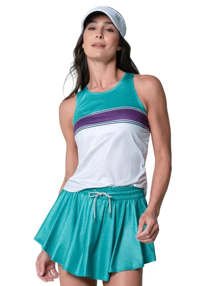 CHROMA STRIPE CINCH TANK - WHITE