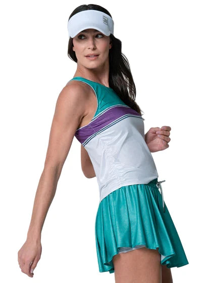 CHROMA STRIPE CINCH TANK - WHITE