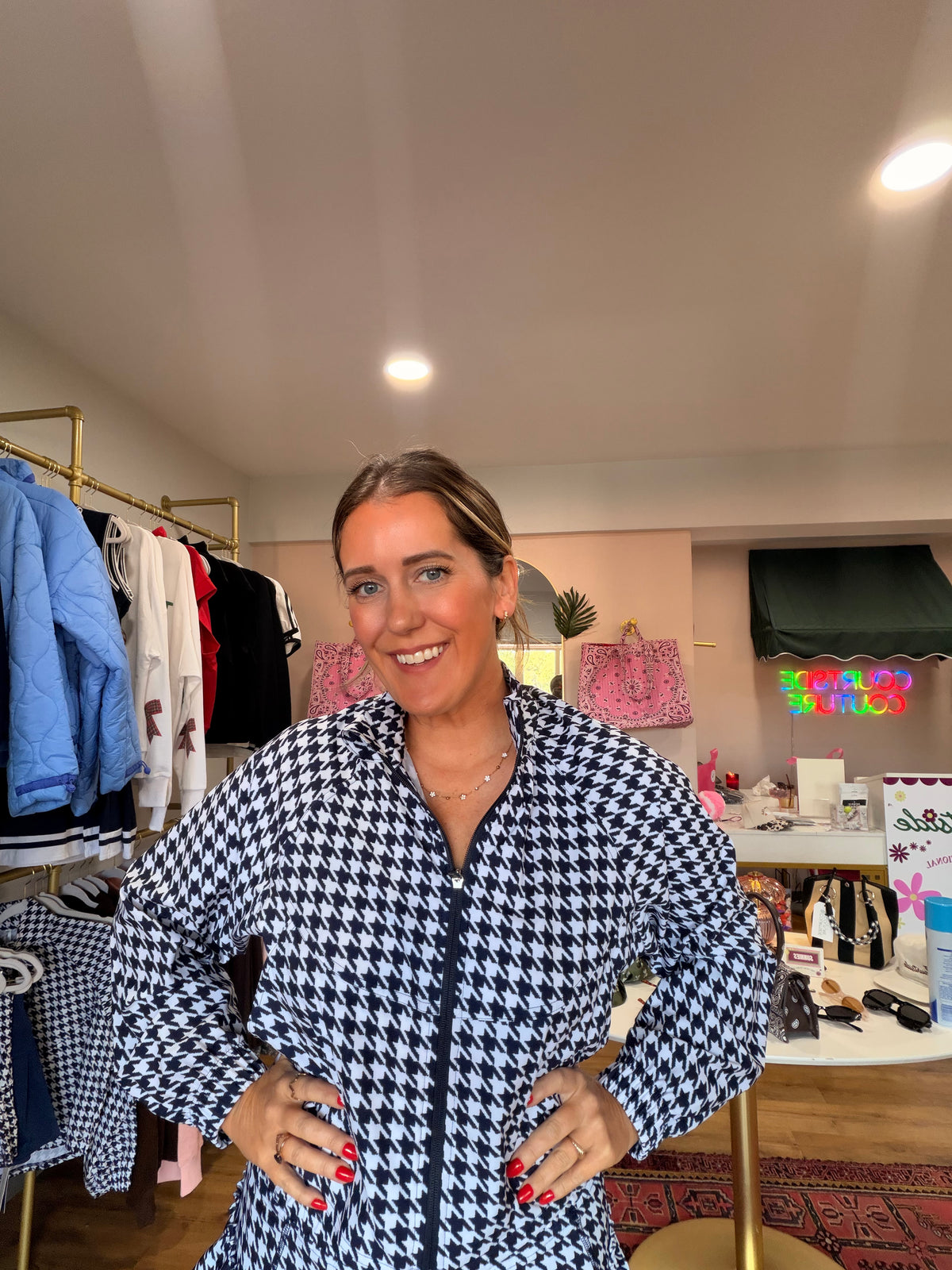 BROOKLYN JACKET - NAVY HOUNDSTOOTH