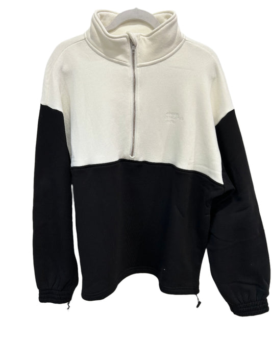 SELENA HALF-ZIP PULLOVER- BLK/WHT
