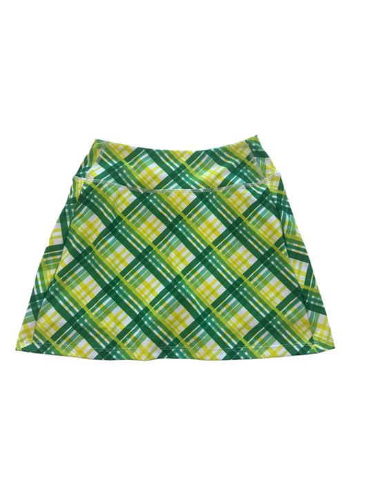 TENNIS PLAID SKIRT - LIME