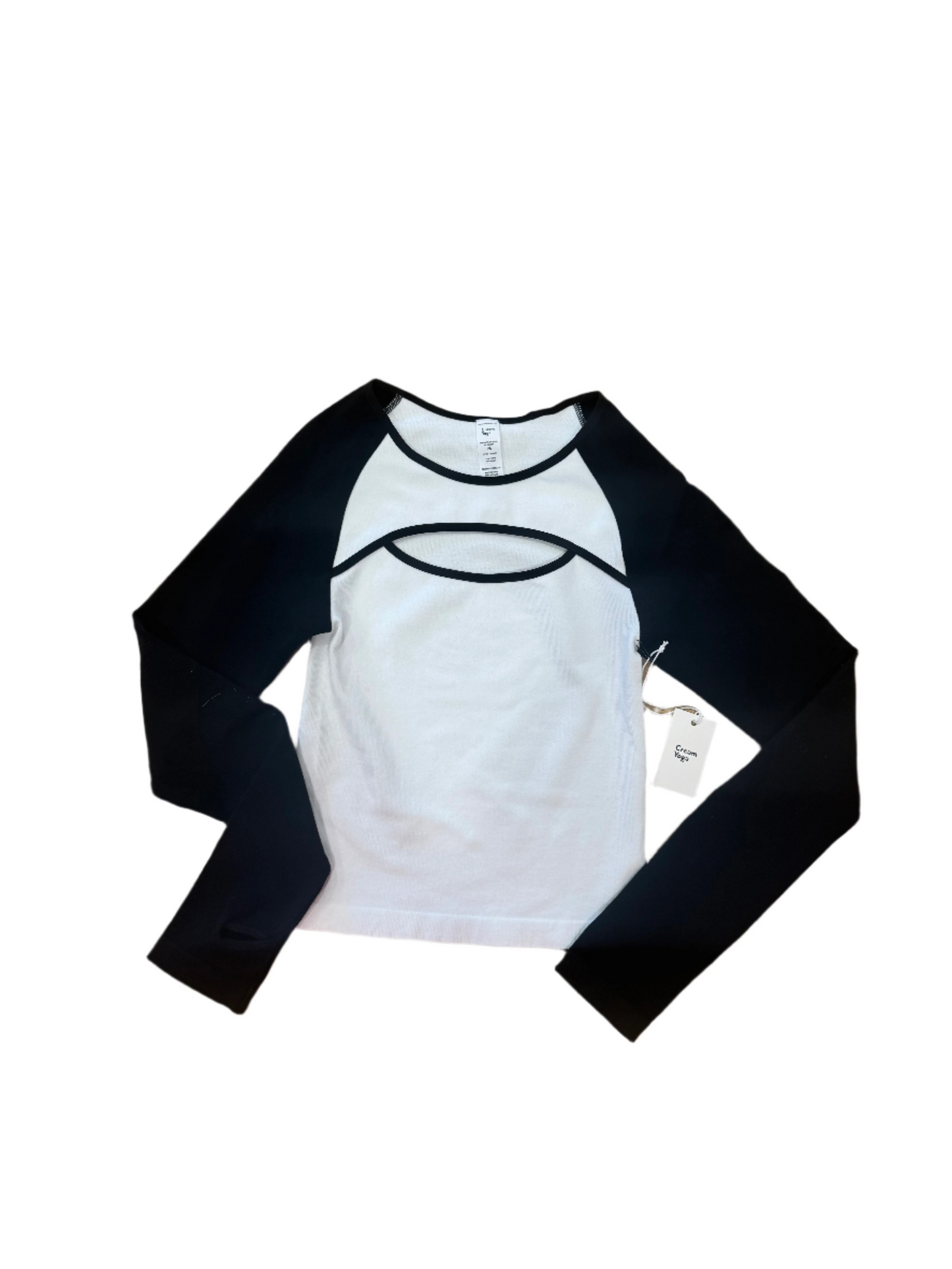 CHARLOTTE LS CUTOUT TOP - BLK/WHT