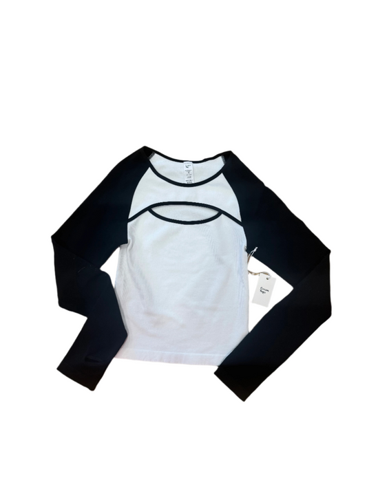 CHARLOTTE LS CUTOUT TOP - BLK/WHT