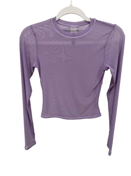SHEER MESH LONG SLEEVE TOP-PURPLE ORCHID