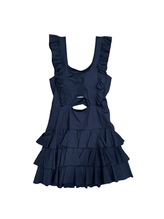 CHEETAH RUFFLE DRESS - BLACK