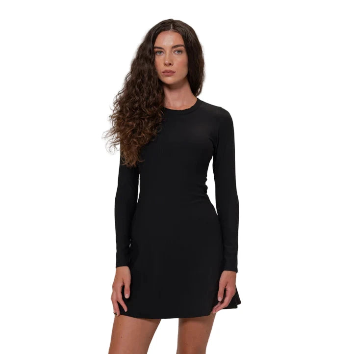 COURTSIDE LONG SLEEVE DRESS - BLACK