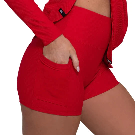 COURTSIDE LONG SLEEVE DRESS - CHERRY