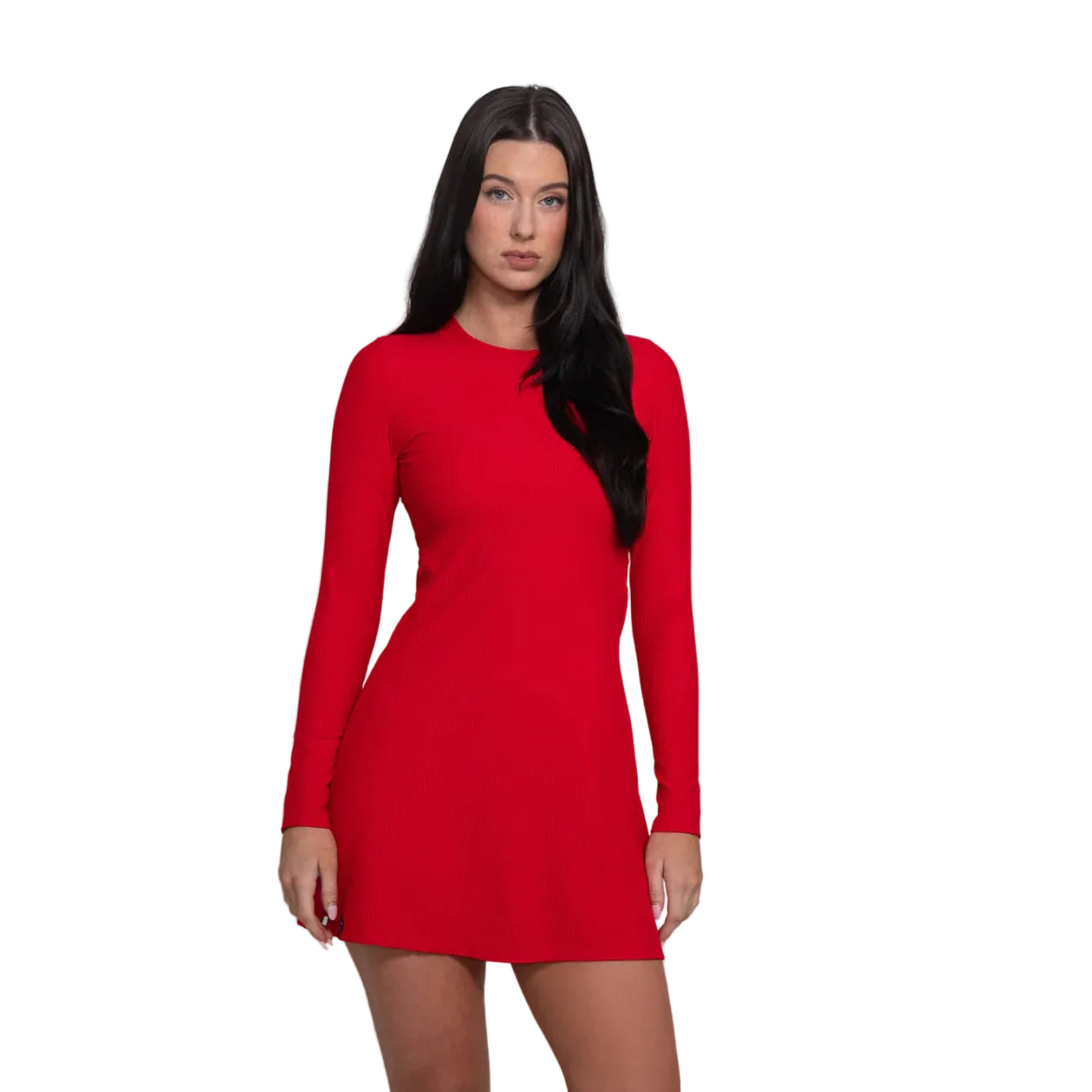 COURTSIDE LONG SLEEVE DRESS - CHERRY