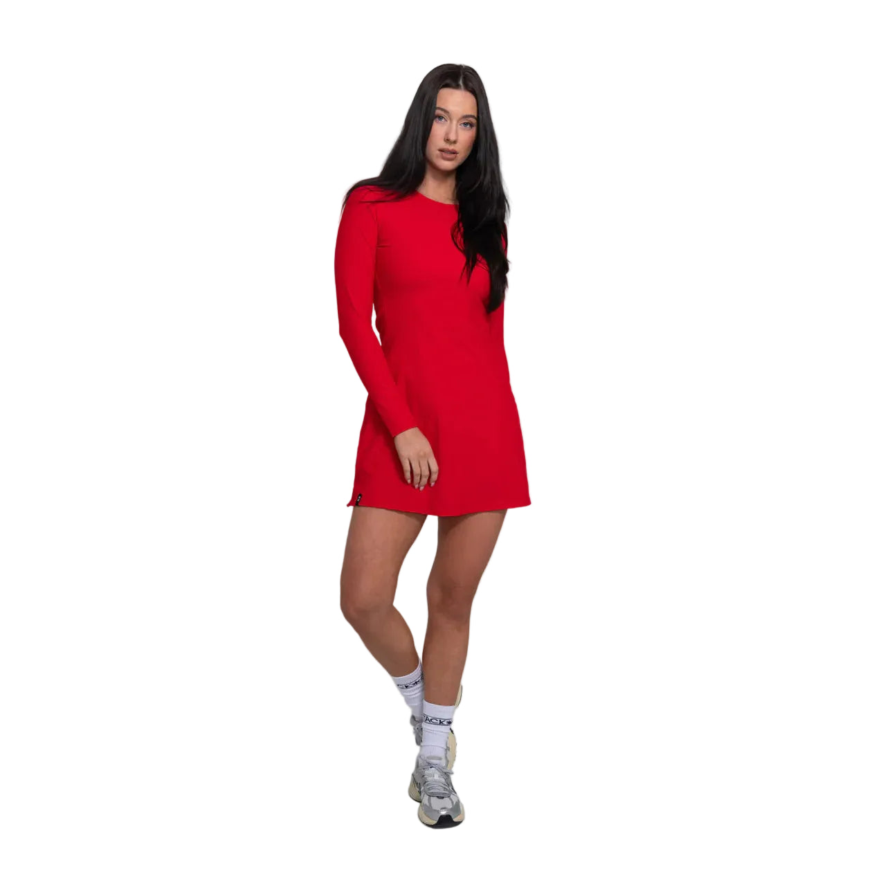 COURTSIDE LONG SLEEVE DRESS - CHERRY