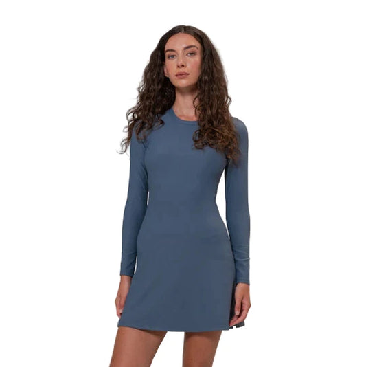 COURTSIDE LONG SLEEVE DRESS - SMOKEY NAVY