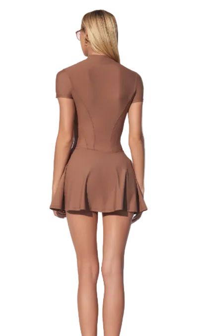 VIENNA LOW-ZIP DRESS - MOCHA