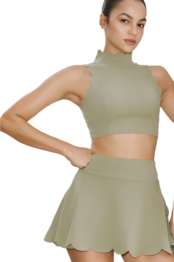 SCALLOP SKIRT - MUTED KHAKI