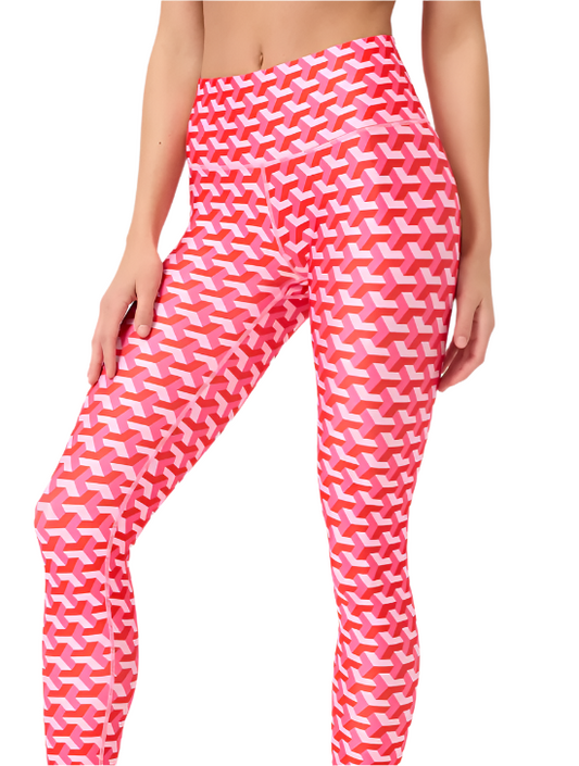 HI-SHINE LEGGING - STRAWBERRY TWIST GEO