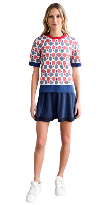 PICKLEBALL CREW NECK - RED BLUE