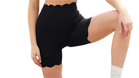 SCALLOP BIKER SHORT - BLACK