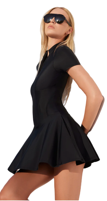 VIENNA LOW ZIP DRESS - BLACK