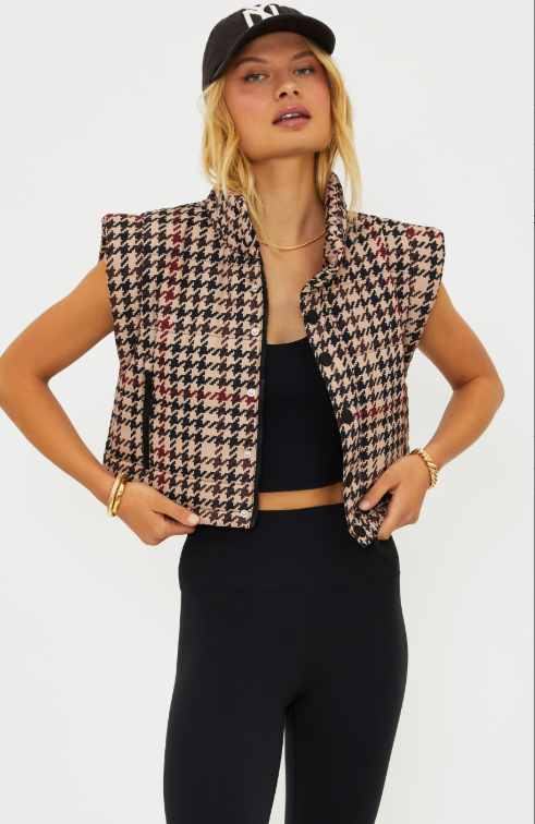 CANYON PUFFER VEST - HOUNDSTOOTH