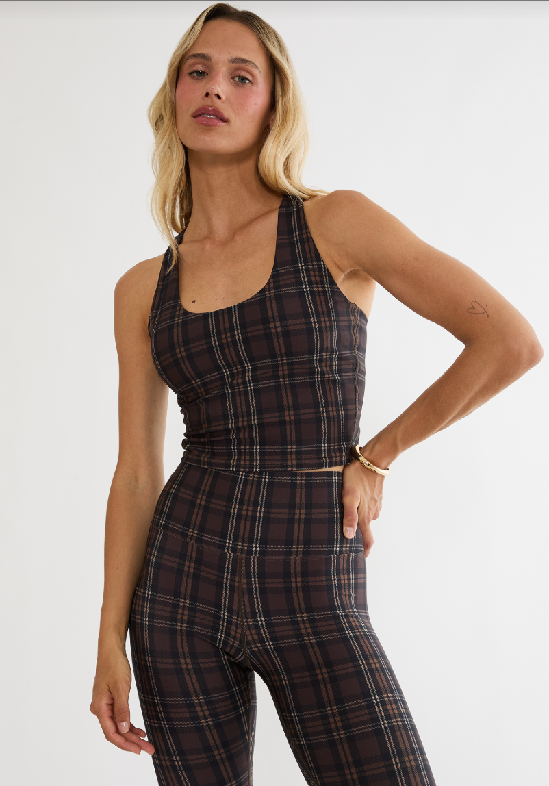 YARA CROP TANK - CHOCO PLAID