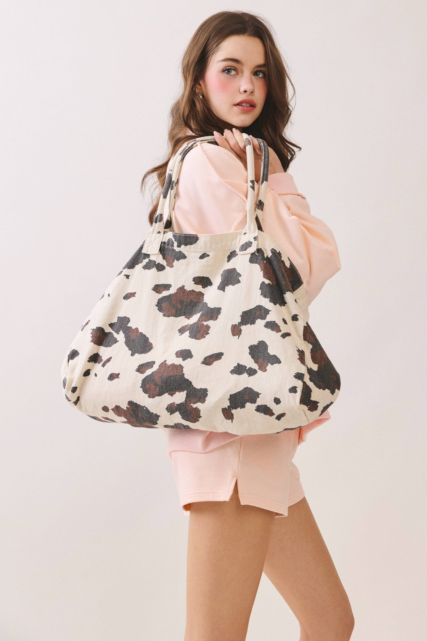 CANVAS TOTE - COW PRINT